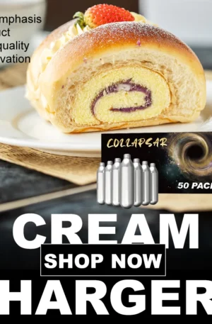 Collapsar 8-Gram Nitrous oxide for food N2O Whip Cream Chargers, 50Packs, 600pcs per Carton