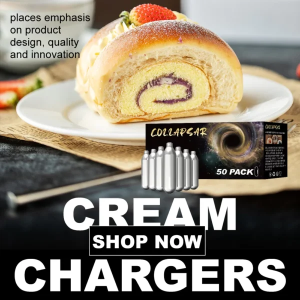 Collapsar 8-Gram Nitrous oxide for food N2O Whip Cream Chargers, 50Packs, 600pcs per Carton