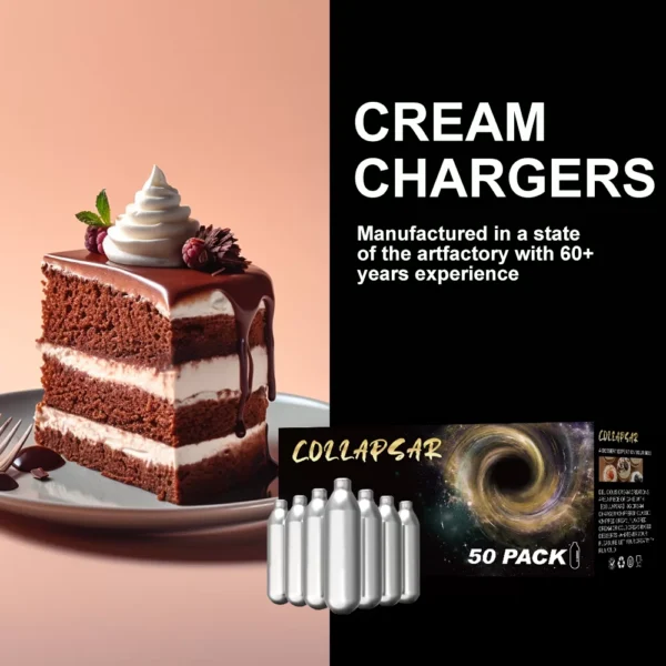 Collapsar 8-Gram Nitrous oxide for food N2O Whip Cream Chargers, 50Packs, 600pcs per Carton - 图片 4